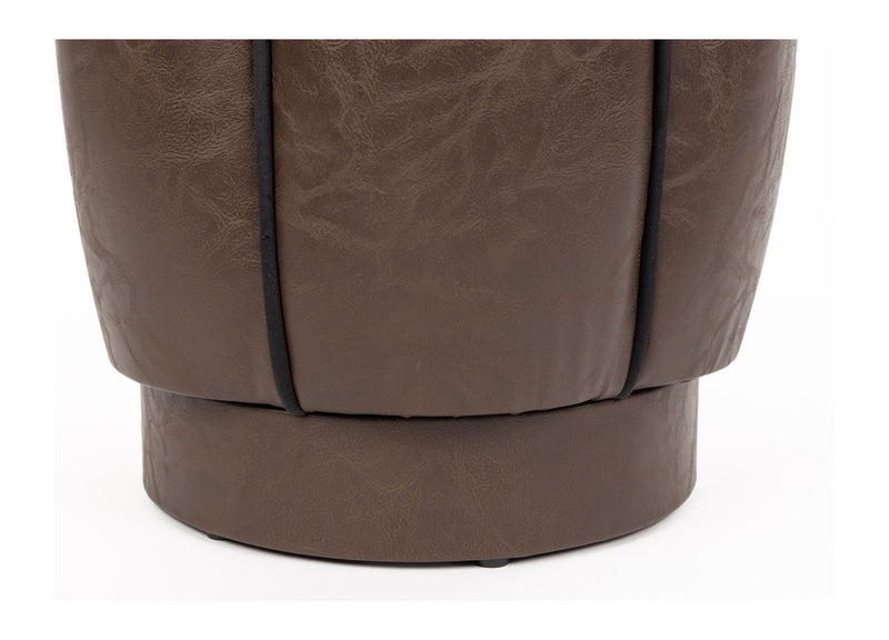 Pouf Donna von Dutchbone aus Leder in Dark Brown im Boho-Stil