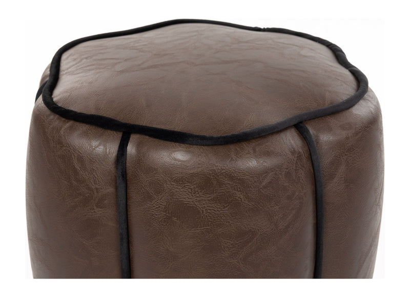 Pouf Donna von Dutchbone aus Leder in Dark Brown im Boho-Stil