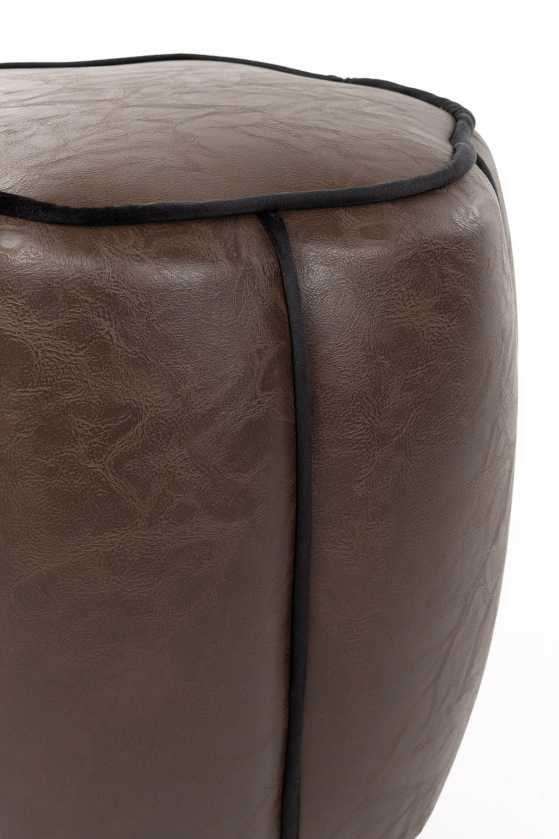 Pouf Donna von Dutchbone aus Leder in Dark Brown im Boho-Stil