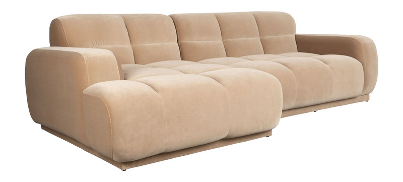 Sofa Hazel mit Chaise Longue in Beige, Gestell aus Eukalyptusholz
