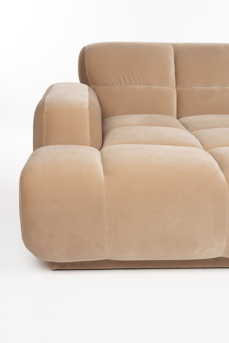 Sofa Hazel mit Chaise Longue in Beige, Gestell aus Eukalyptusholz