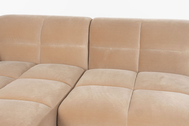 Sofa Hazel mit Chaise Longue in Beige, Gestell aus Eukalyptusholz