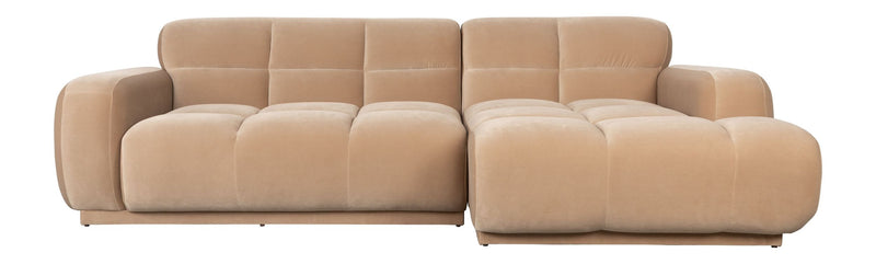 Sofa Hazel mit Chaiselongue rechts, Beige mit Eukalyptusholz-Gestell