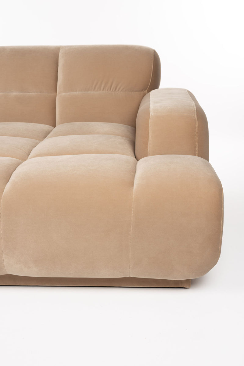 Sofa Hazel mit Chaiselongue rechts, Beige mit Eukalyptusholz-Gestell
