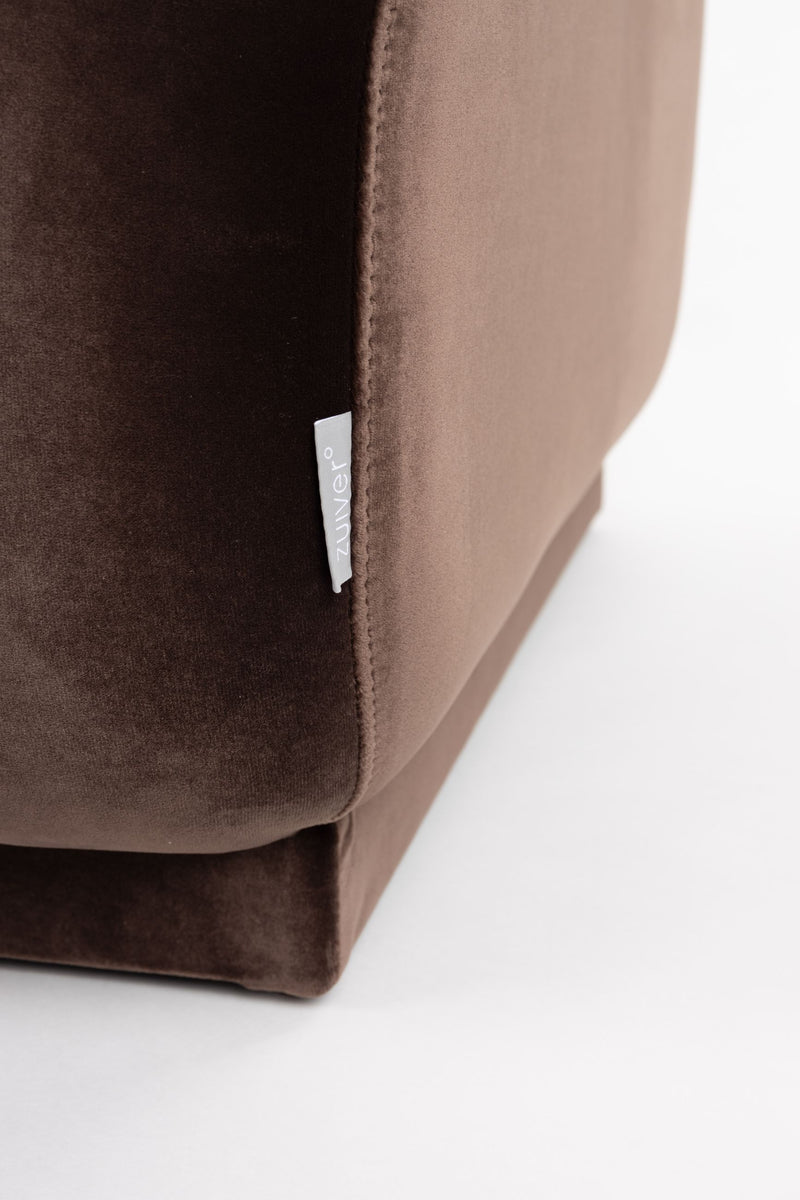 Hocker Hazel Braun mit rundem Design und Polyesterbezug von Zuiver