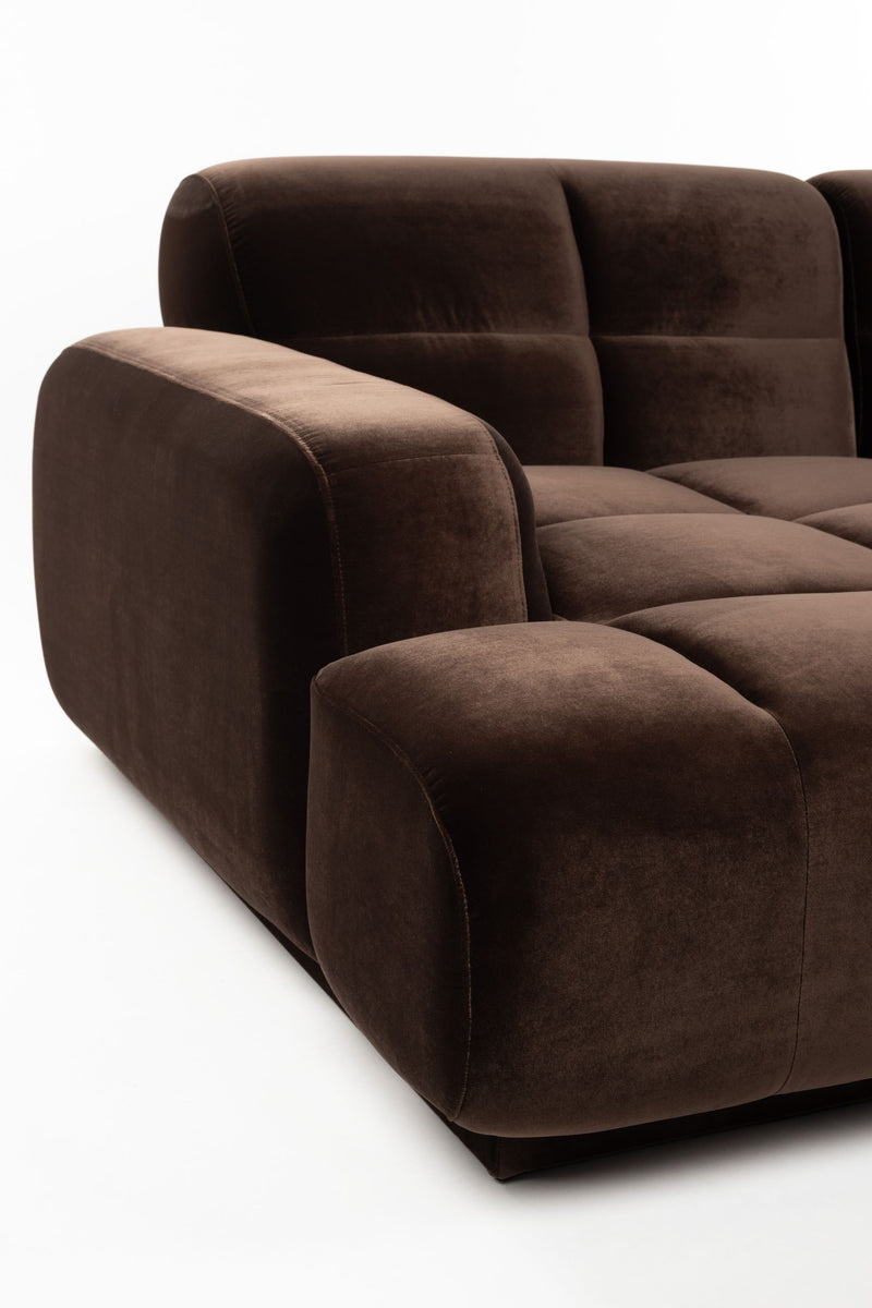Sofa Hazel Chaise Longue Braun mit Eukalyptusholz-Gestell