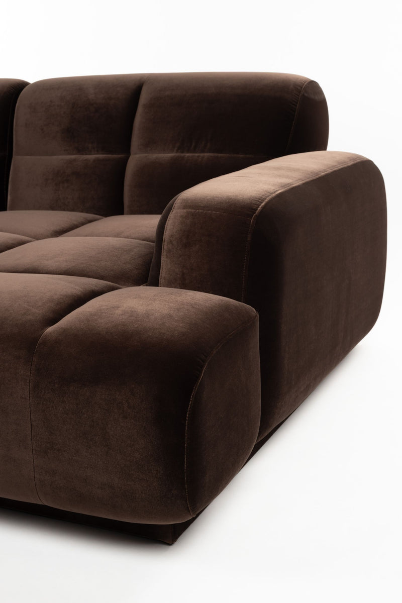 Sofa Hazel mit Chaiselongue rechts, Braun aus Eukalyptusholz