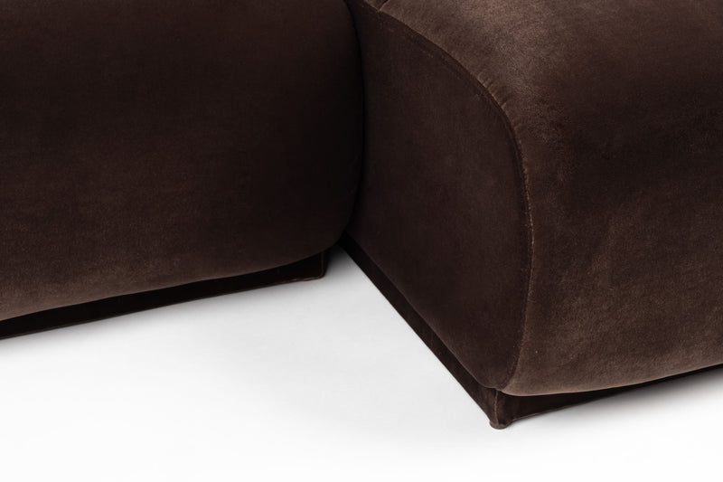 Sofa Hazel mit Chaiselongue rechts, Braun aus Eukalyptusholz