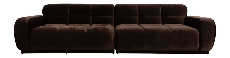Sofa Hazel 4,5-Sitzer in Braun mit Gestell aus Eukalyptusholz