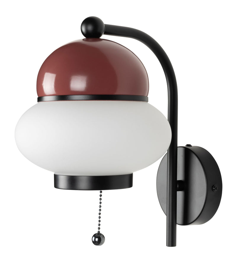Wandlampe Bumble Rot mit Milchglas-Schirm und E27-Fassung von Zuiver