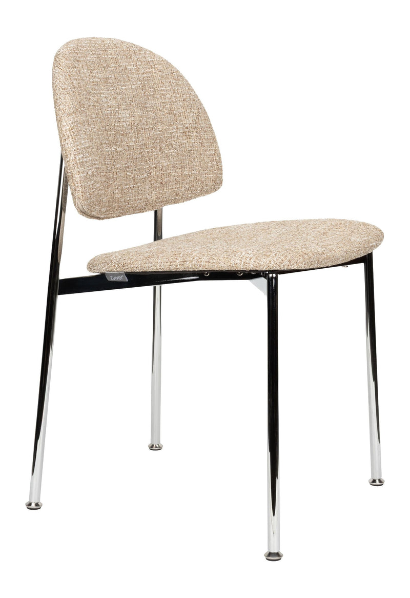 Esszimmerstuhl Sunrise 2er-Set, Beige mit Silber-Gestell von Zuiver