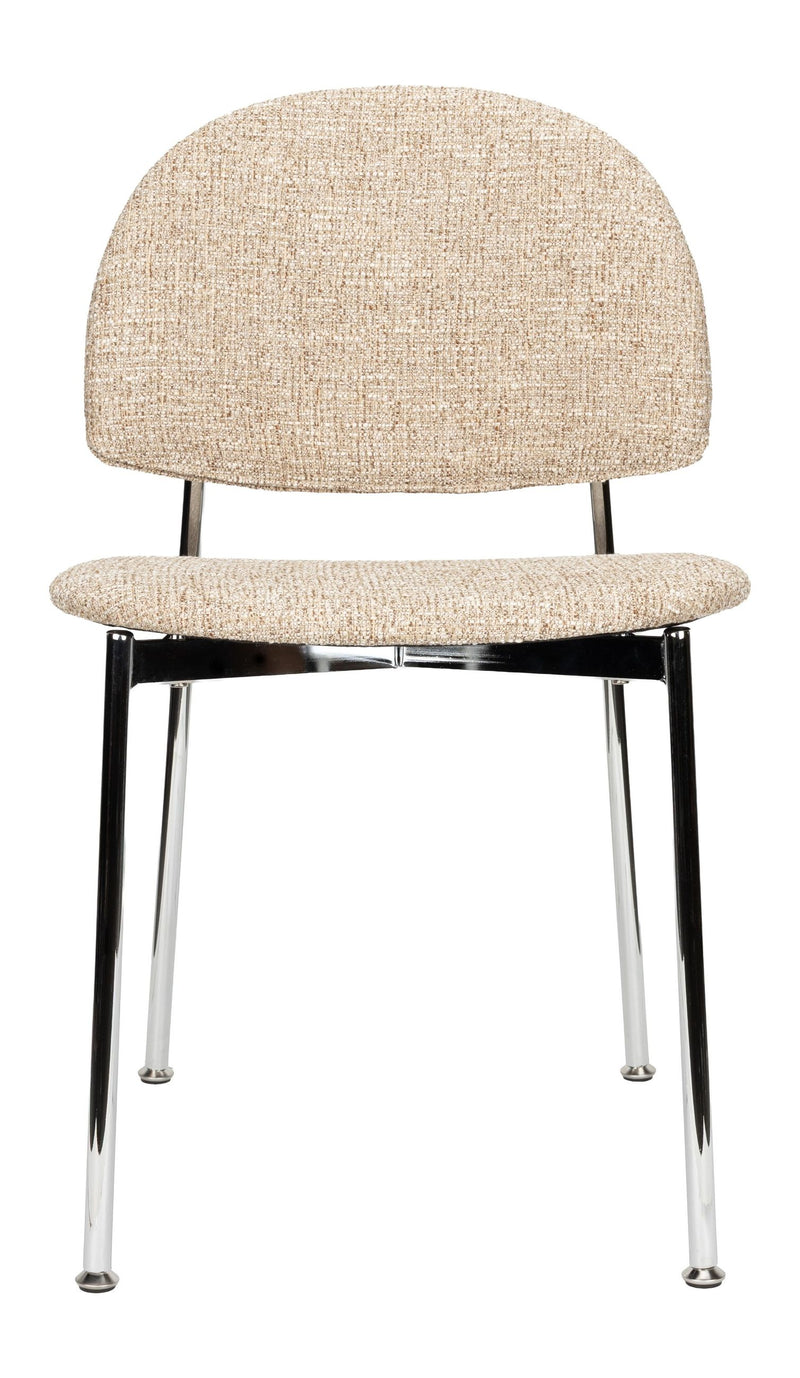 Esszimmerstuhl Sunrise 2er-Set, Beige mit Silber-Gestell von Zuiver