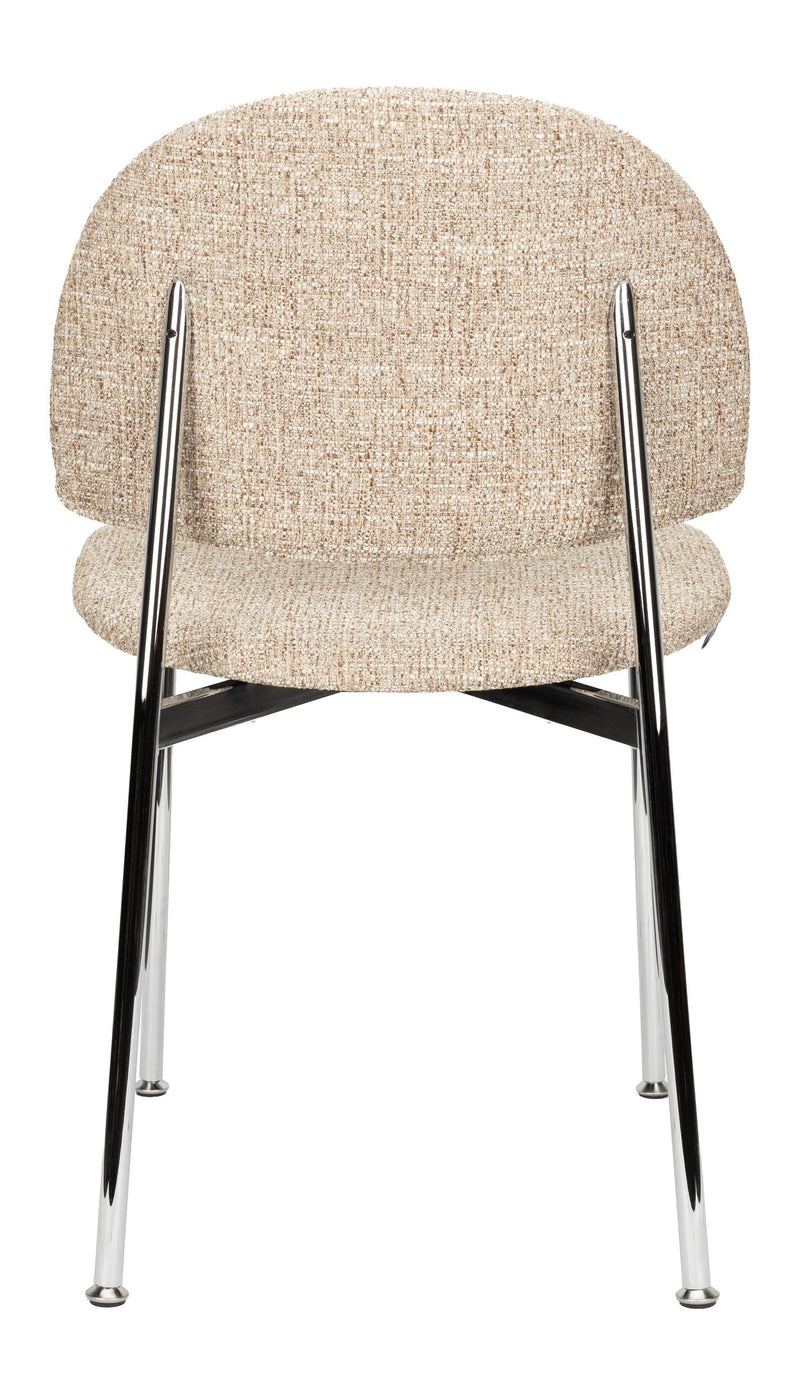 Esszimmerstuhl Sunrise 2er-Set, Beige mit Silber-Gestell von Zuiver