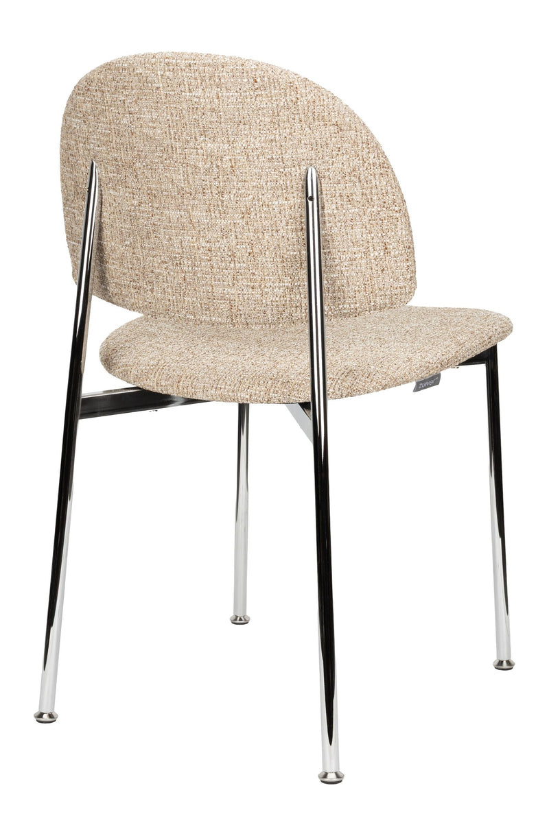 Esszimmerstuhl Sunrise 2er-Set, Beige mit Silber-Gestell von Zuiver
