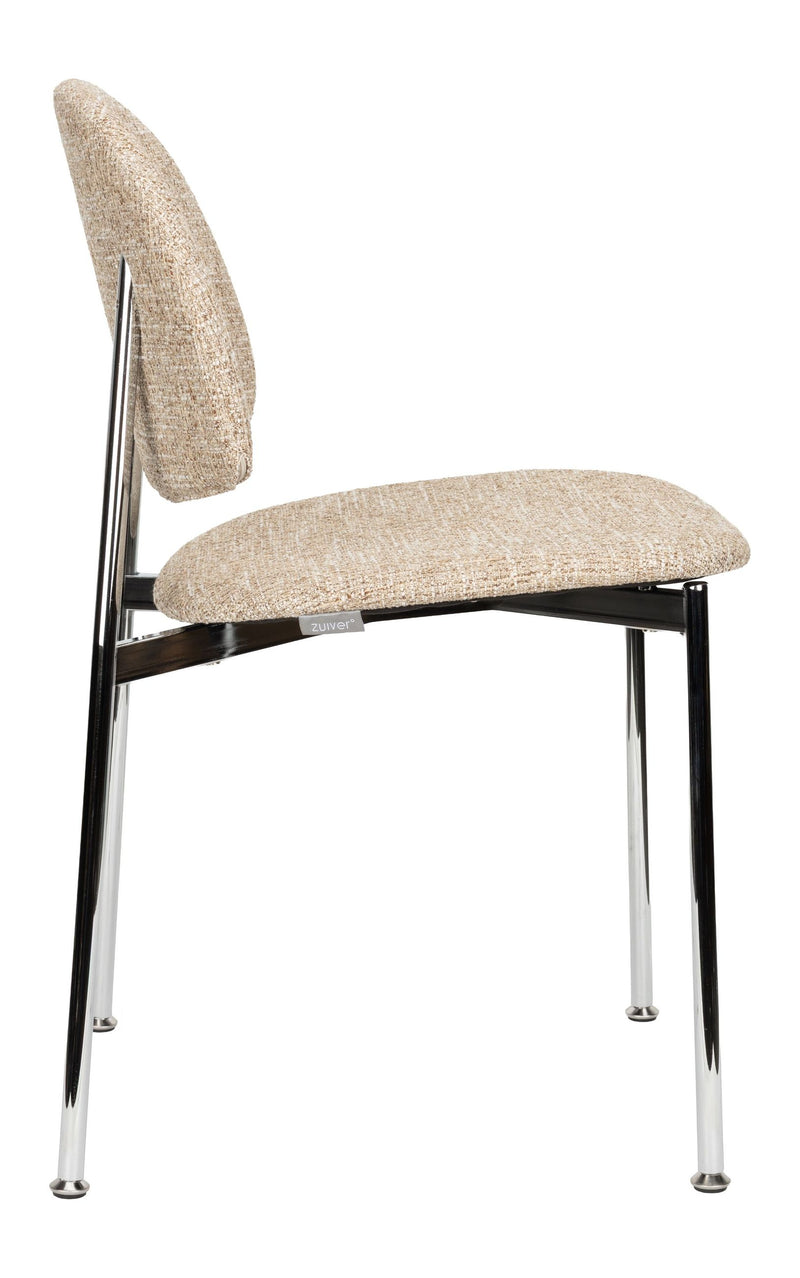 Esszimmerstuhl Sunrise 2er-Set, Beige mit Silber-Gestell von Zuiver