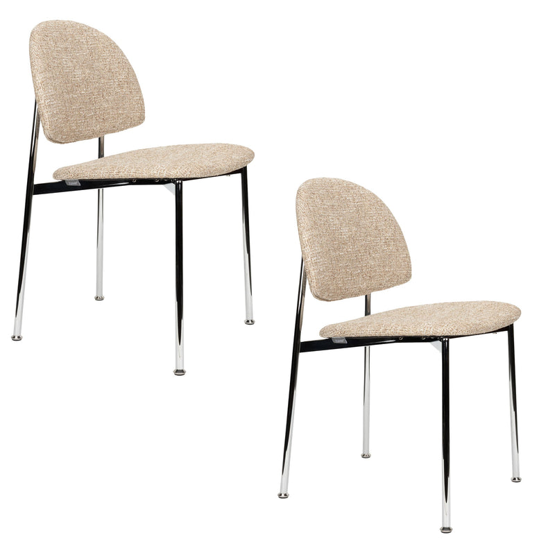 Esszimmerstuhl Sunrise 2er-Set, Beige mit Silber-Gestell von Zuiver