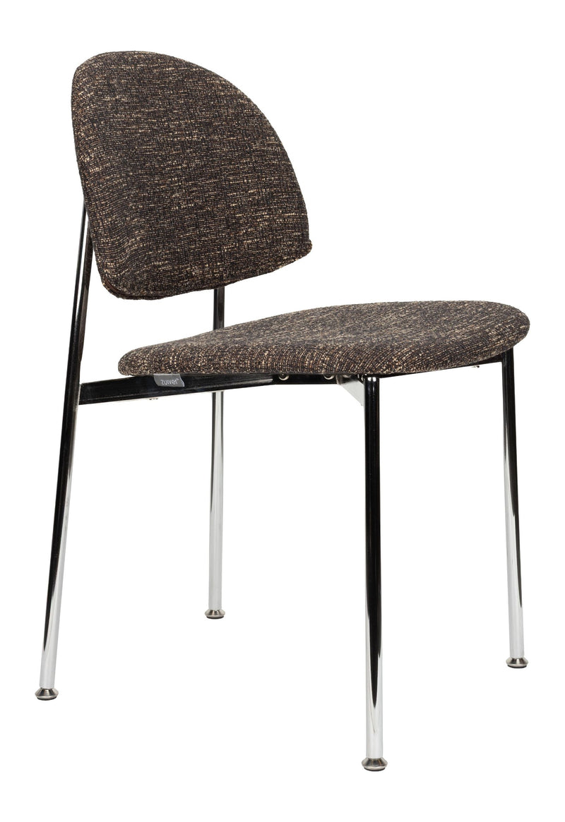 Esszimmerstuhl Sunrise 2er-Set, Silber/Braun mit Metallgestell