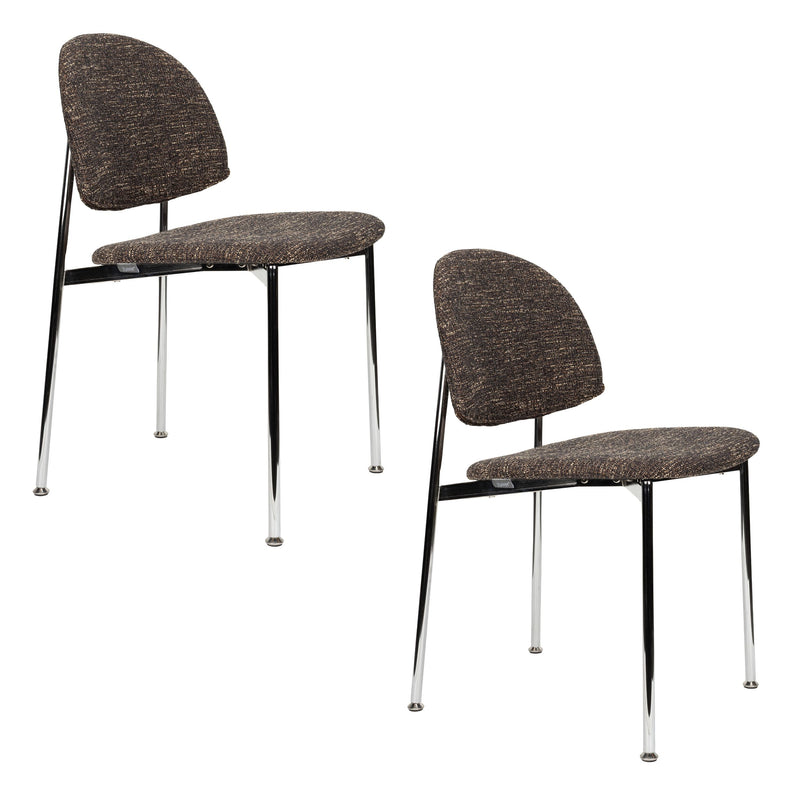 Esszimmerstuhl Sunrise 2er-Set, Silber/Braun mit Metallgestell