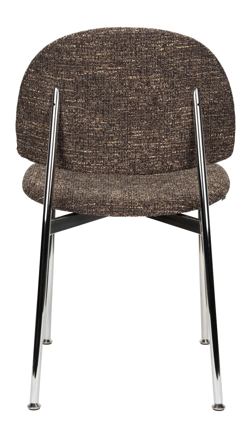 Esszimmerstuhl Sunrise 2er-Set, Silber/Braun mit Metallgestell