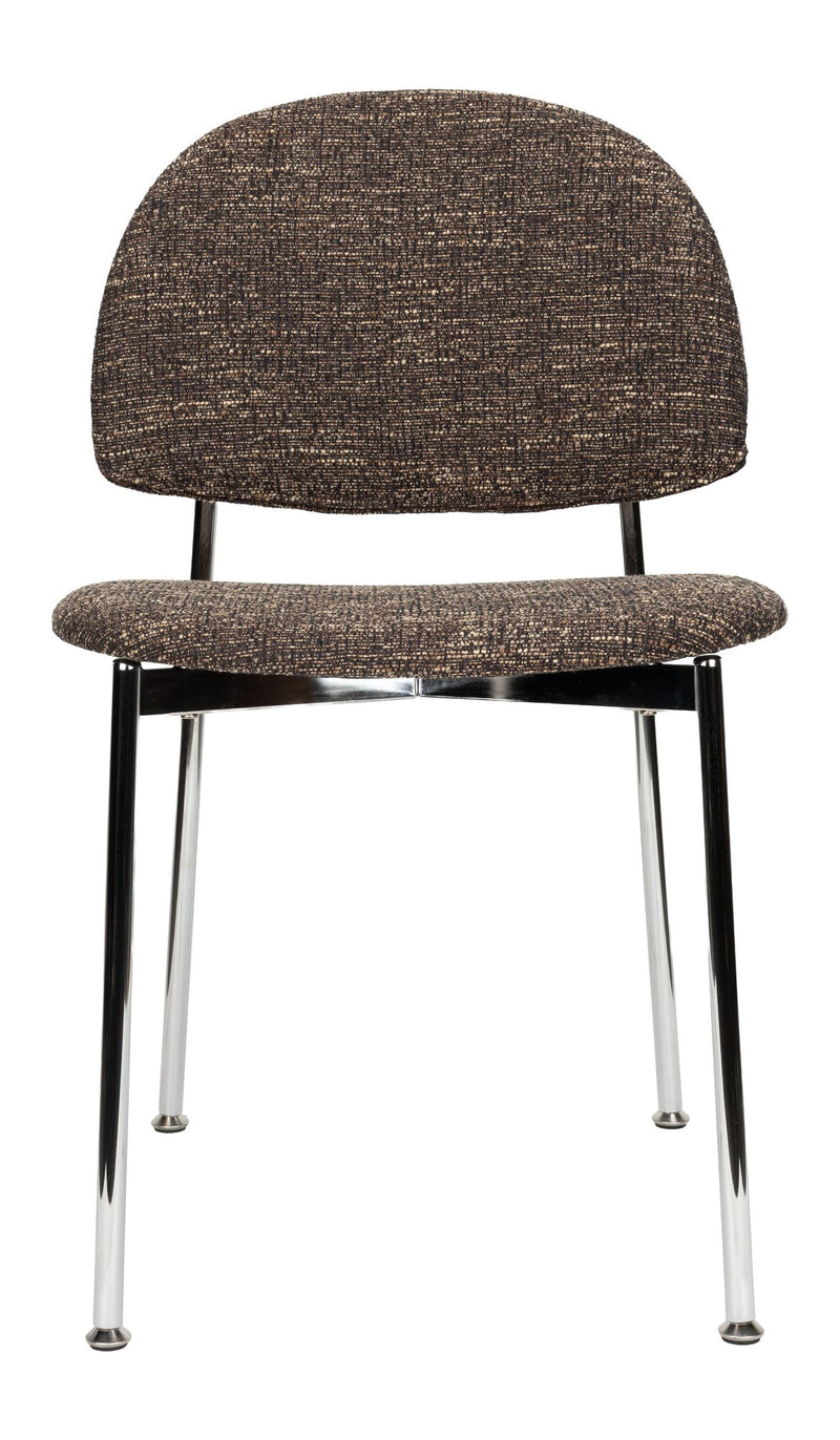 Esszimmerstuhl Sunrise 2er-Set, Silber/Braun mit Metallgestell