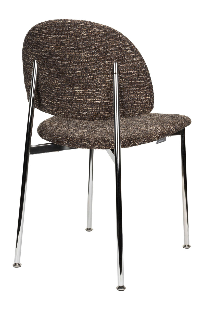 Esszimmerstuhl Sunrise 2er-Set, Silber/Braun mit Metallgestell