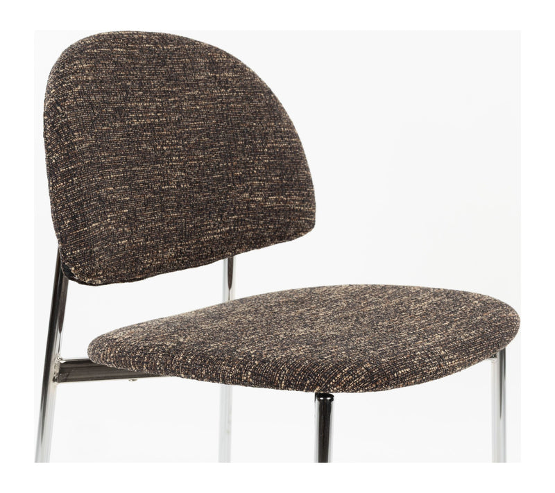 Esszimmerstuhl Sunrise 2er-Set, Silber/Braun mit Metallgestell