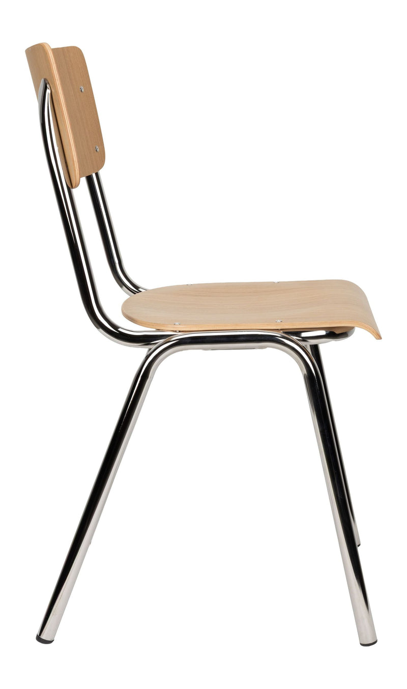 Esszimmerstuhl Back to School im 4er-Set, Oak/Chrome von Zuiver