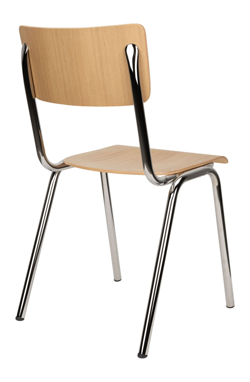 Esszimmerstuhl Back to School im 4er-Set, Oak/Chrome von Zuiver