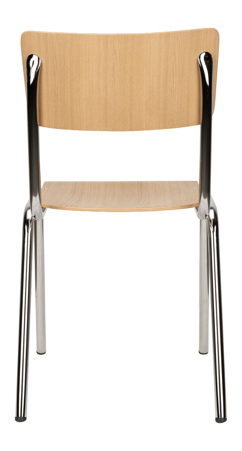 Esszimmerstuhl Back to School im 4er-Set, Oak/Chrome von Zuiver