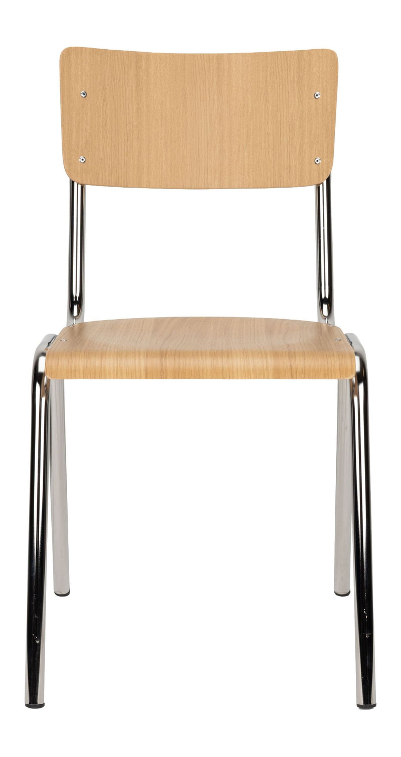 Esszimmerstuhl Back to School im 4er-Set, Oak/Chrome von Zuiver