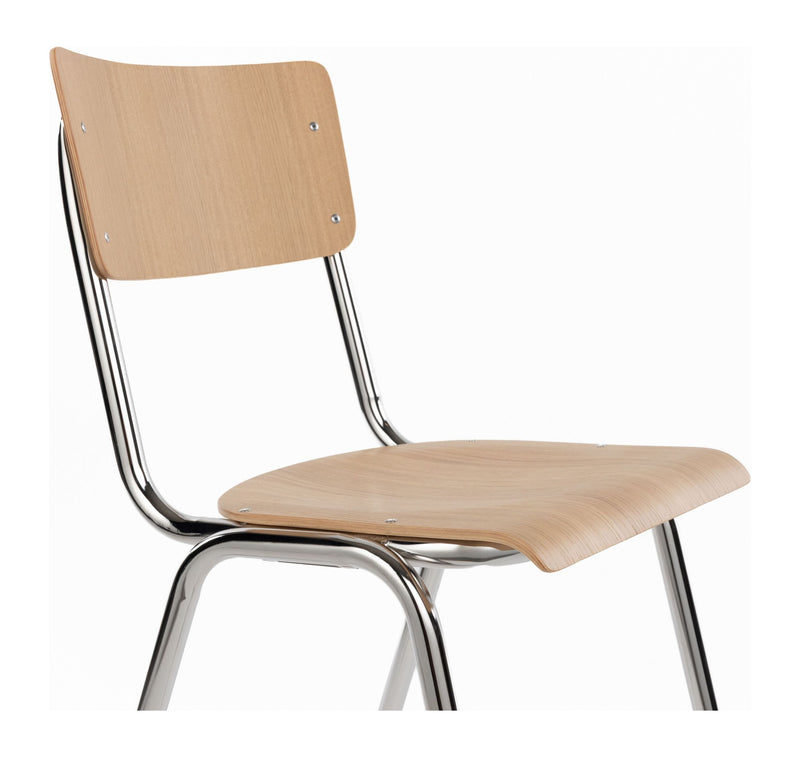 Esszimmerstuhl Back to School im 4er-Set, Oak/Chrome von Zuiver
