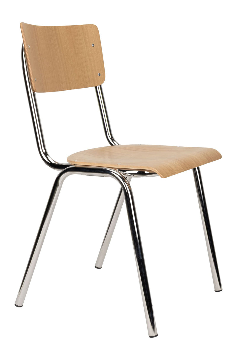 Esszimmerstuhl Back to School im 4er-Set, Oak/Chrome von Zuiver