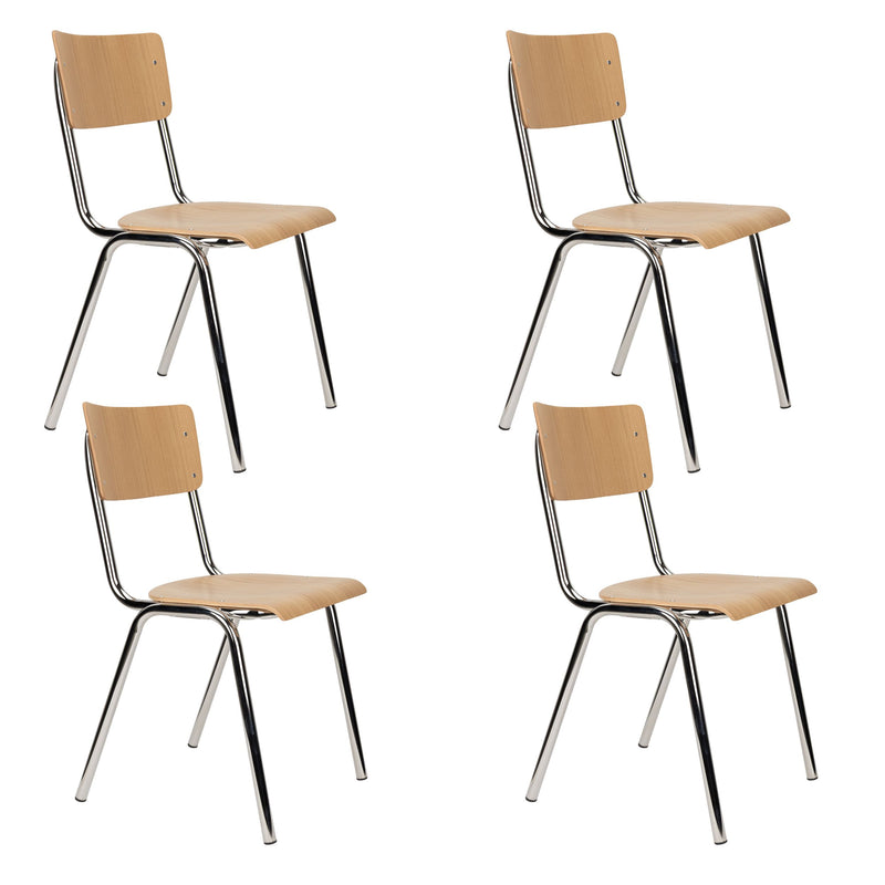 Esszimmerstuhl Back to School im 4er-Set, Oak/Chrome von Zuiver