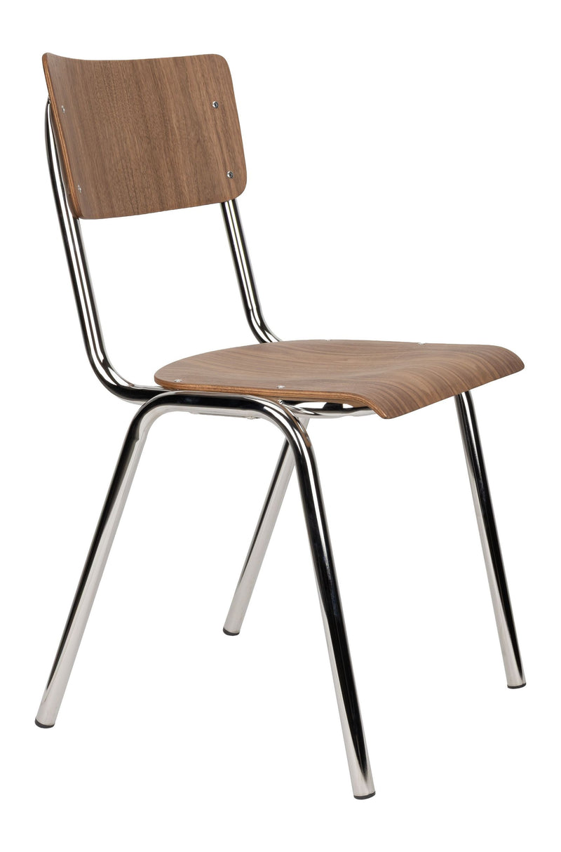 Esszimmerstuhl Back to School im 4er-Set, Walnut/Chrome von Zuiver