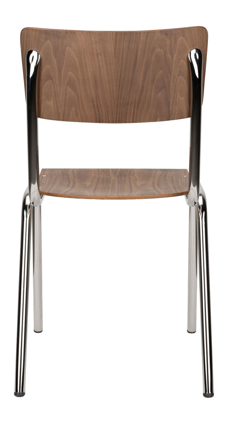 Esszimmerstuhl Back to School im 4er-Set, Walnut/Chrome von Zuiver