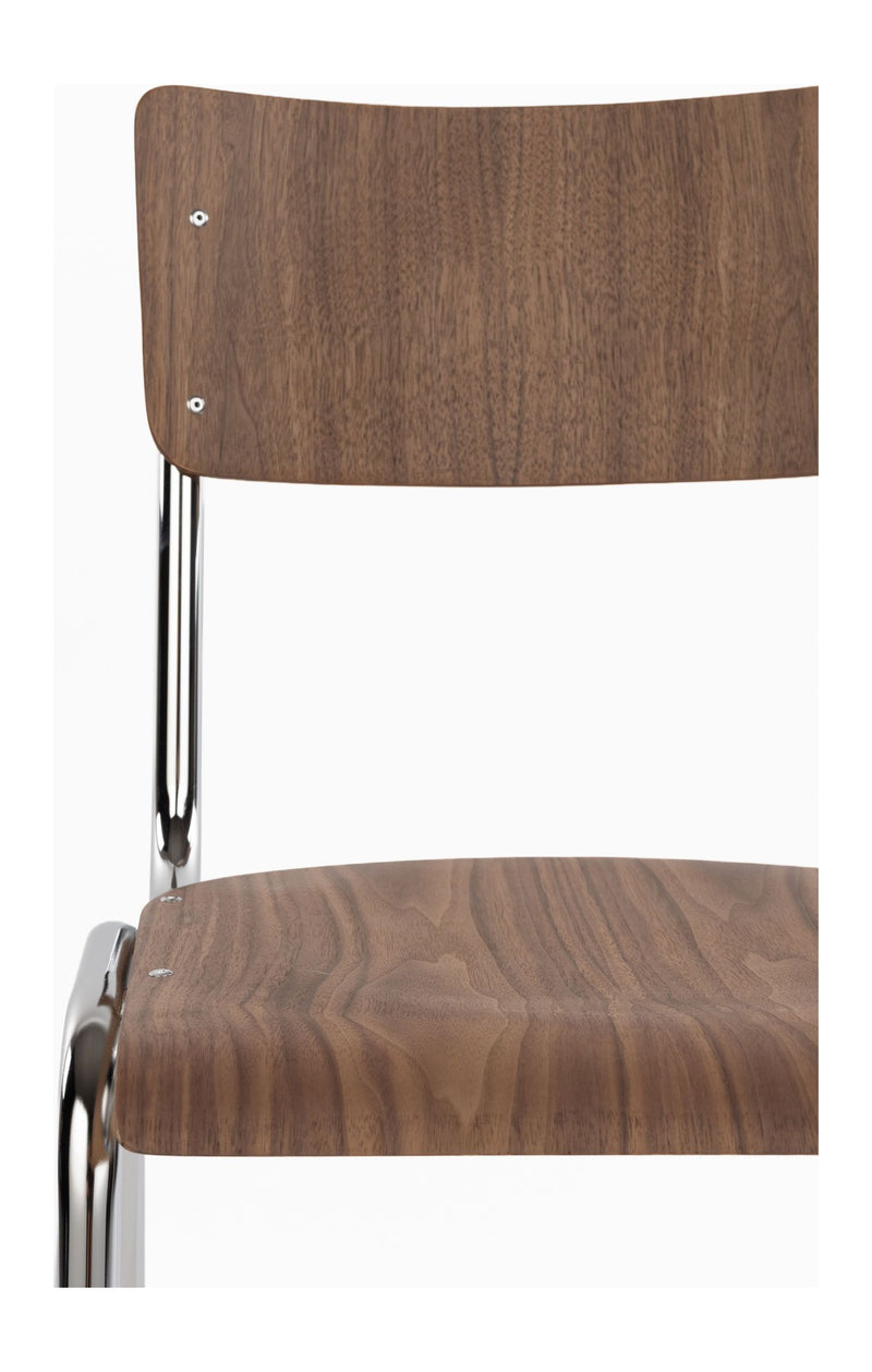 Esszimmerstuhl Back to School im 4er-Set, Walnut/Chrome von Zuiver