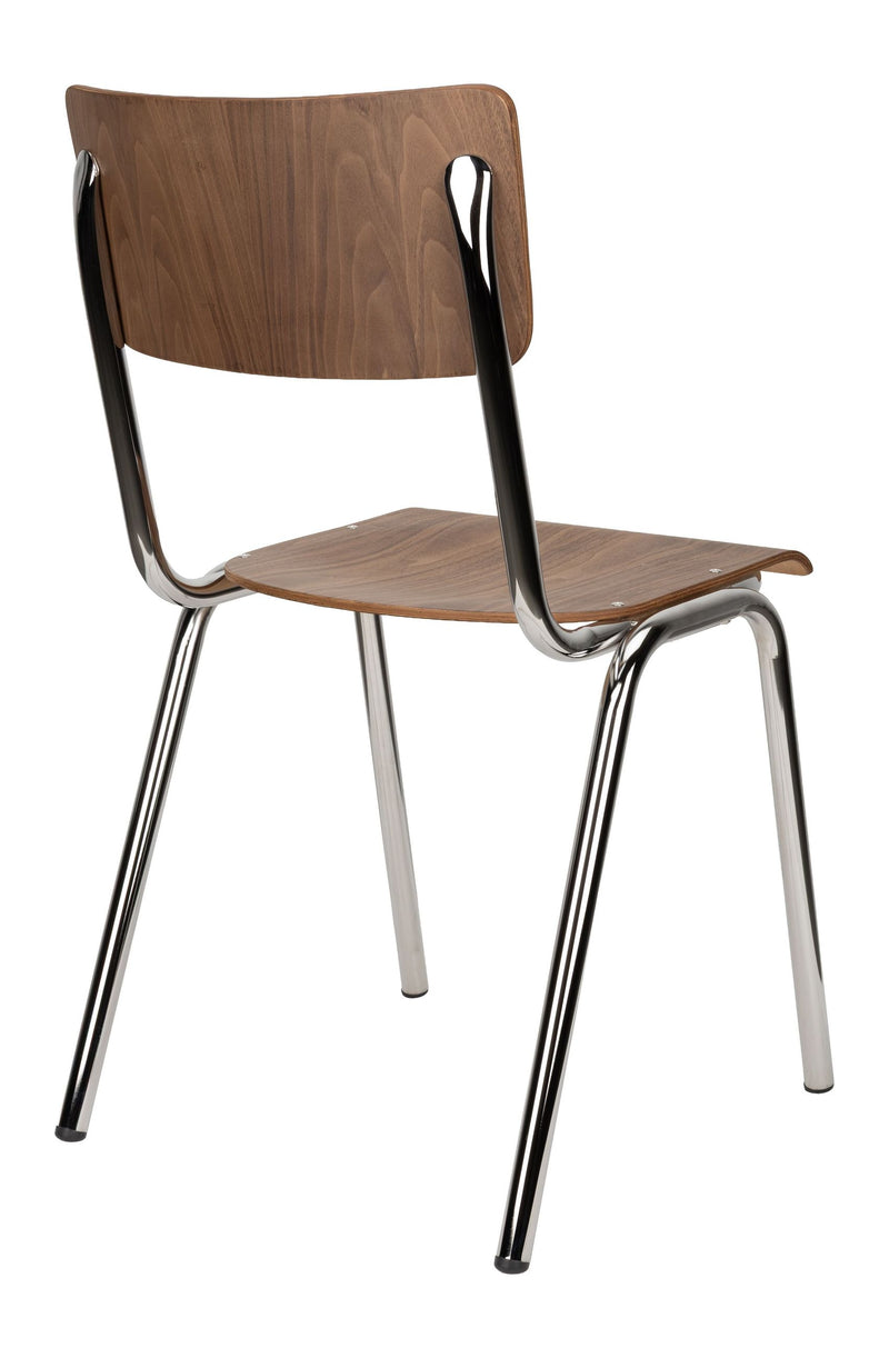 Esszimmerstuhl Back to School im 4er-Set, Walnut/Chrome von Zuiver