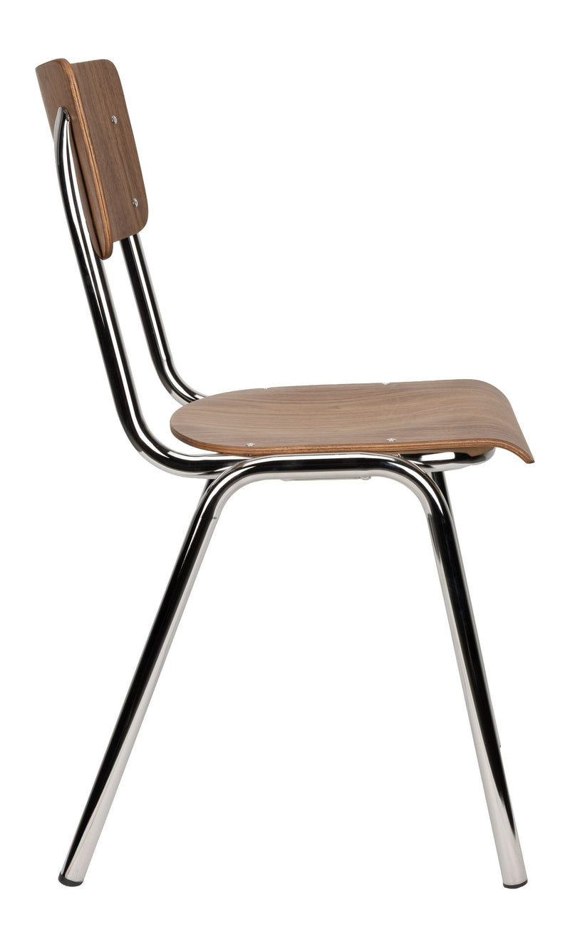 Esszimmerstuhl Back to School im 4er-Set, Walnut/Chrome von Zuiver