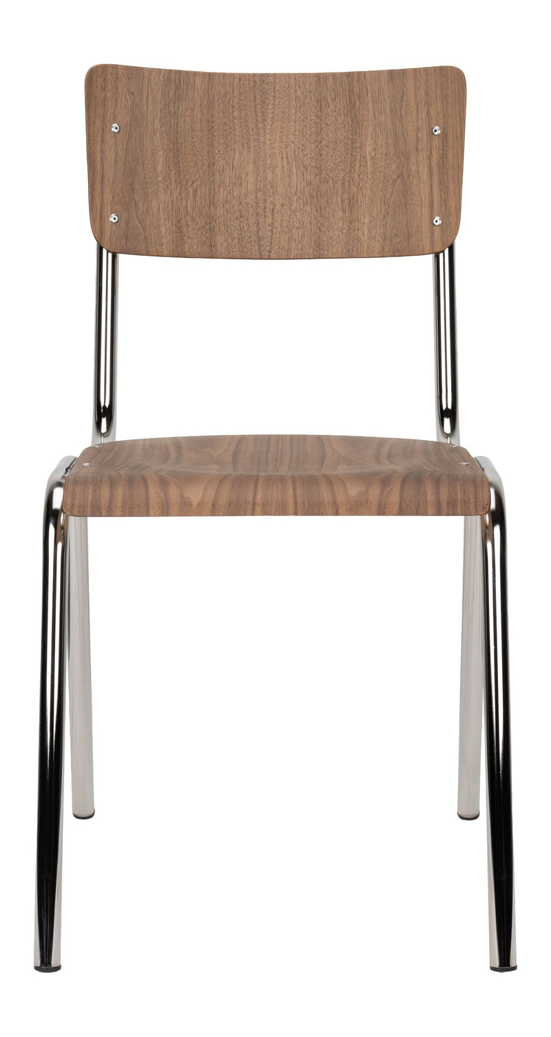 Esszimmerstuhl Back to School im 4er-Set, Walnut/Chrome von Zuiver