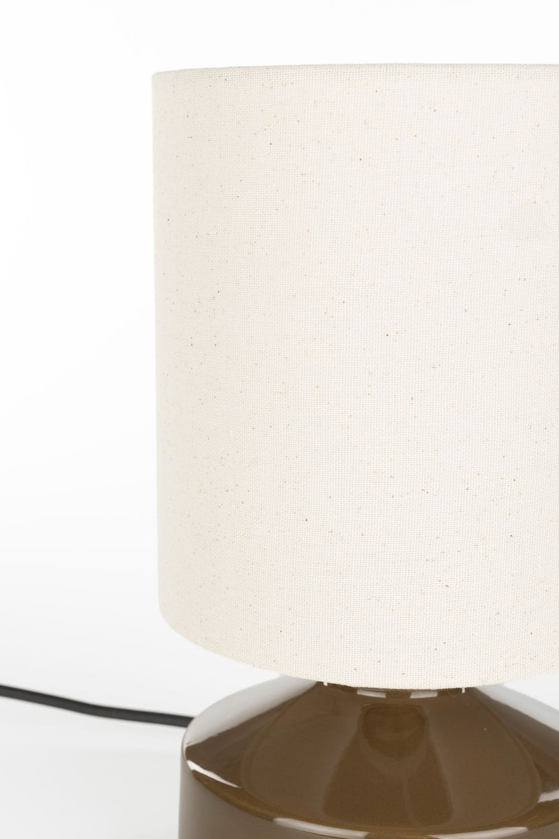 Tischlampe Nook Taupe von Zuiver mit Keramikfuß und Leinenschirm