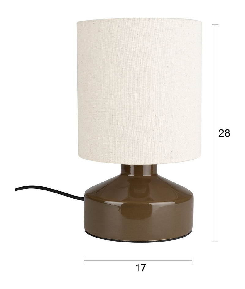 Tischlampe Nook Taupe von Zuiver mit Keramikfuß und Leinenschirm