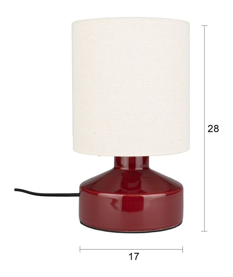 Tischlampe Nook von Zuiver, Rot mit Keramikfuß und Leinenschirm
