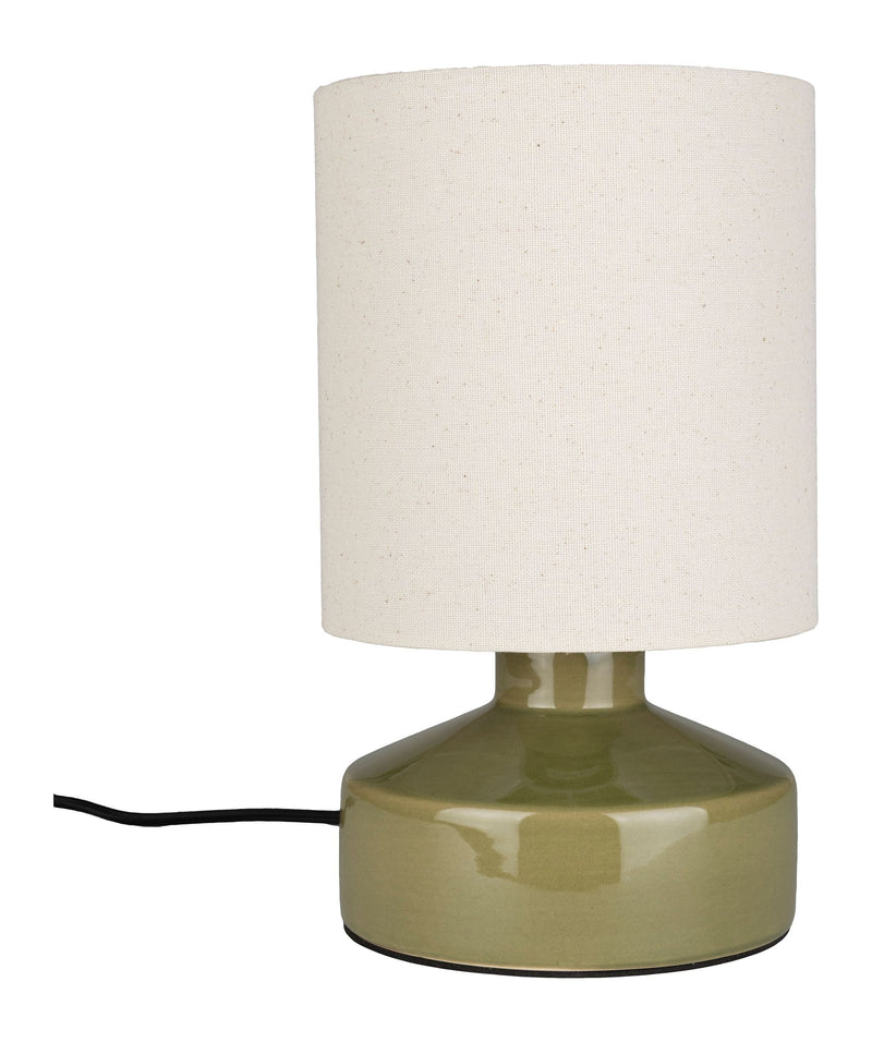 Tischlampe Nook Grün mit Keramikfuß und Leinenschirm von Zuiver