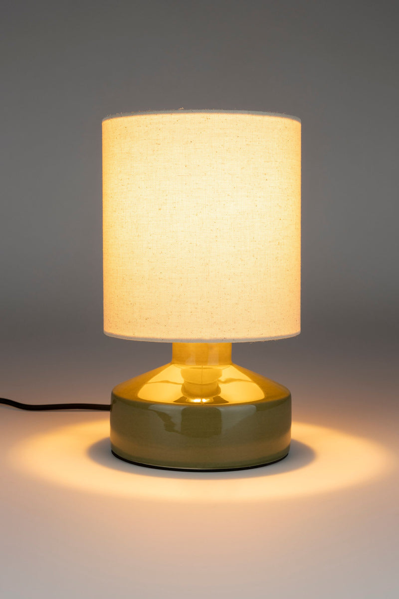 Tischlampe Nook Grün mit Keramikfuß und Leinenschirm von Zuiver