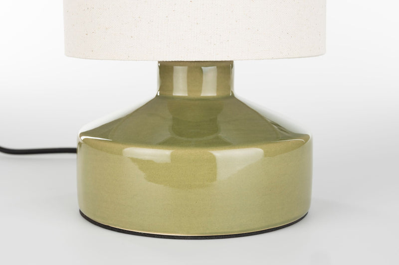 Tischlampe Nook Grün mit Keramikfuß und Leinenschirm von Zuiver