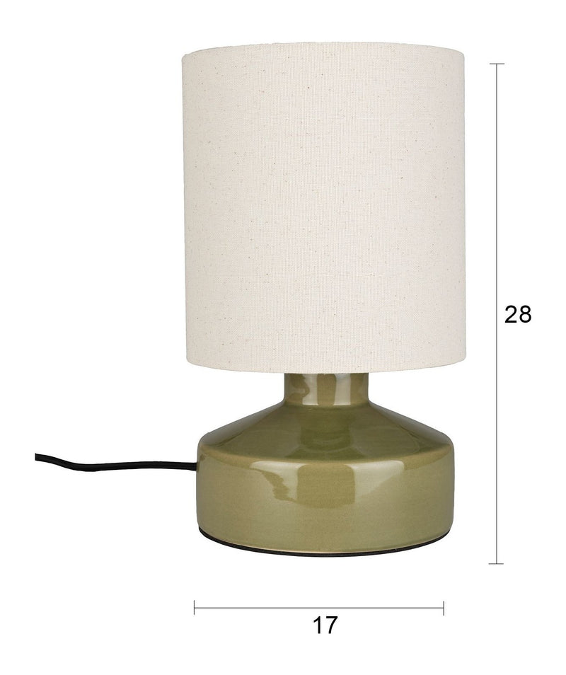 Tischlampe Nook Grün mit Keramikfuß und Leinenschirm von Zuiver