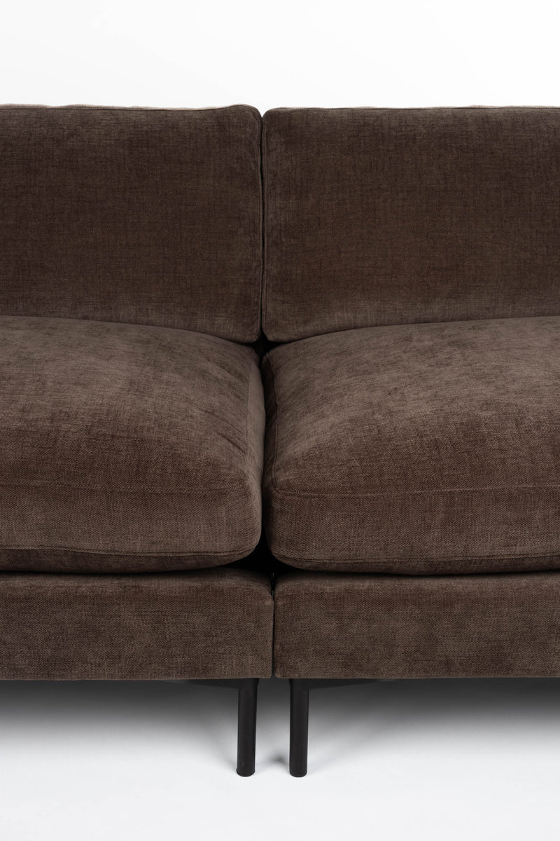 Sofa Summer 3-Sitzer von Zuiver in Dunkelbraun für das Wohnzimmer