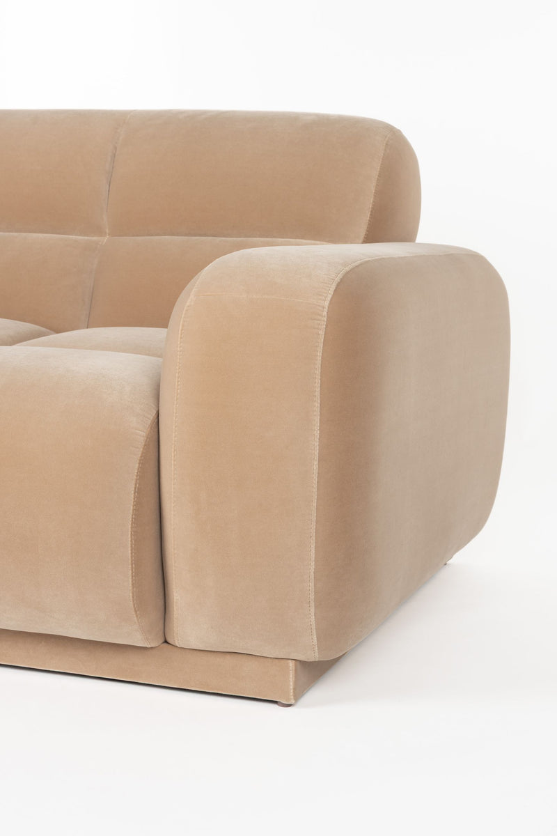Sofa Hazel mit Chaiselongue links in Beige, Eukalyptusholz-Gestell