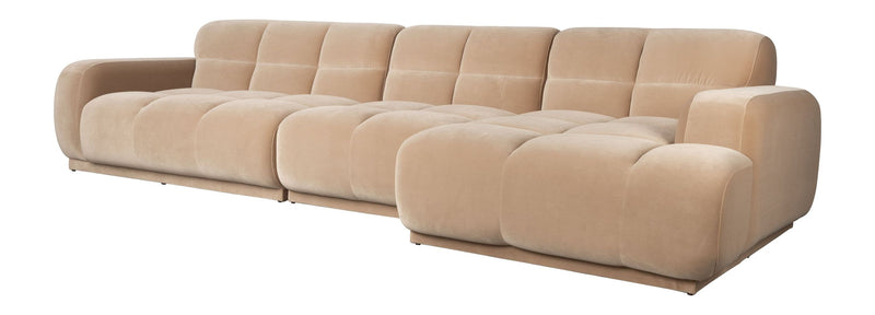 Sofa Hazel XL mit Chaiselongue rechts, Beige aus Eukalyptusholz