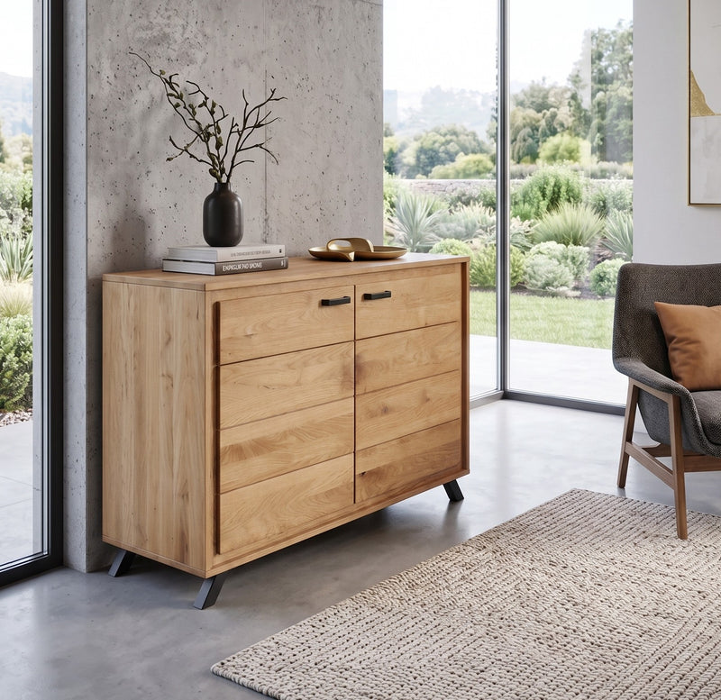 Sideboard Anrichte BERN 2-türig ohne Schublade, Wildeiche massiv geölt